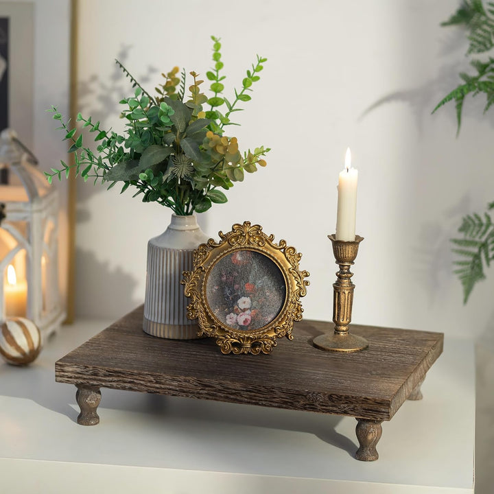 Hanobe Holz Sockel Display Riser: Bauernhaus Hölzerne mit Standfuss Deko Tablett Holztablett Stand R