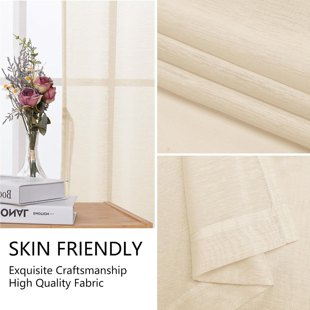 Hiasan 2er Set Sheer Voile gardinen vorhänge gardine Wohnzimmer mit ösen Curtains scheibengardinen V