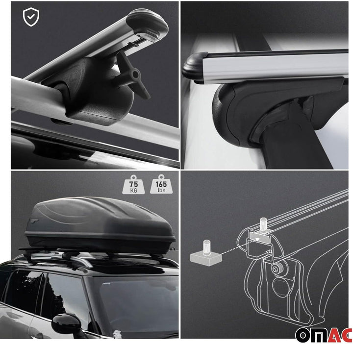 OMAC Aluminium Dachträger Querträger für Dacia Logan MCV Stepway 2017-2020 – TÜV/DIN 75302:2019 – Ab