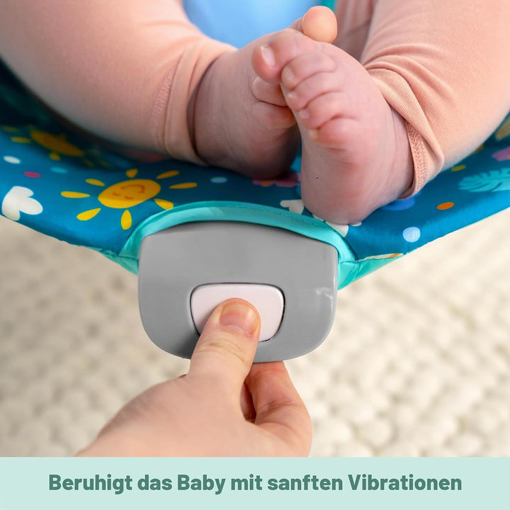 Bright Starts Disney Stitch Ohana Paradise Vibrierende Baby-Wippe, Abnehmbarer Spielbogen, 2 Spielze