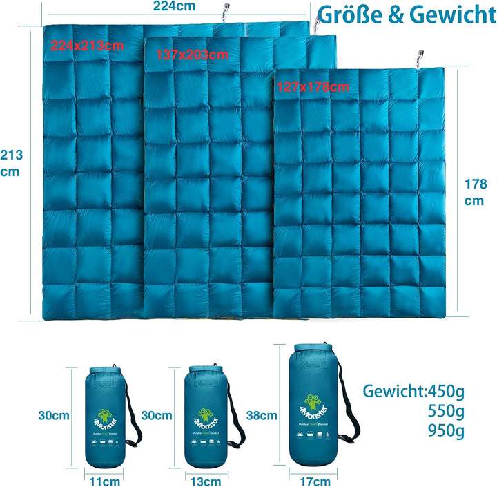 4Monster Outdoor Daunendecke Ultraleicht für Camping, Kompakte Reisedecke Bettdecke Warm Weich… M: (