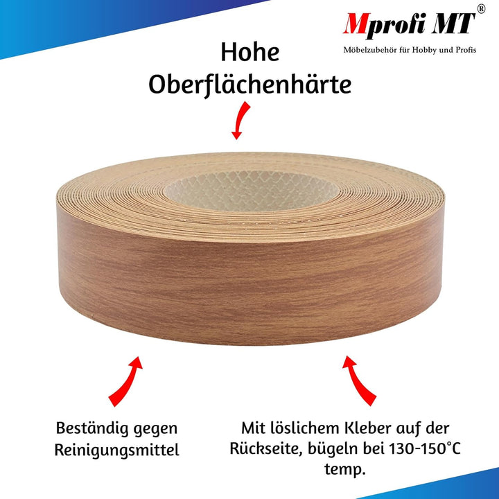 Mprofi MT® 50m rolle-Kantenumleimer-Melaminkantenumleimer-Umleimer mit Schmelzkleber-Bügelkante für
