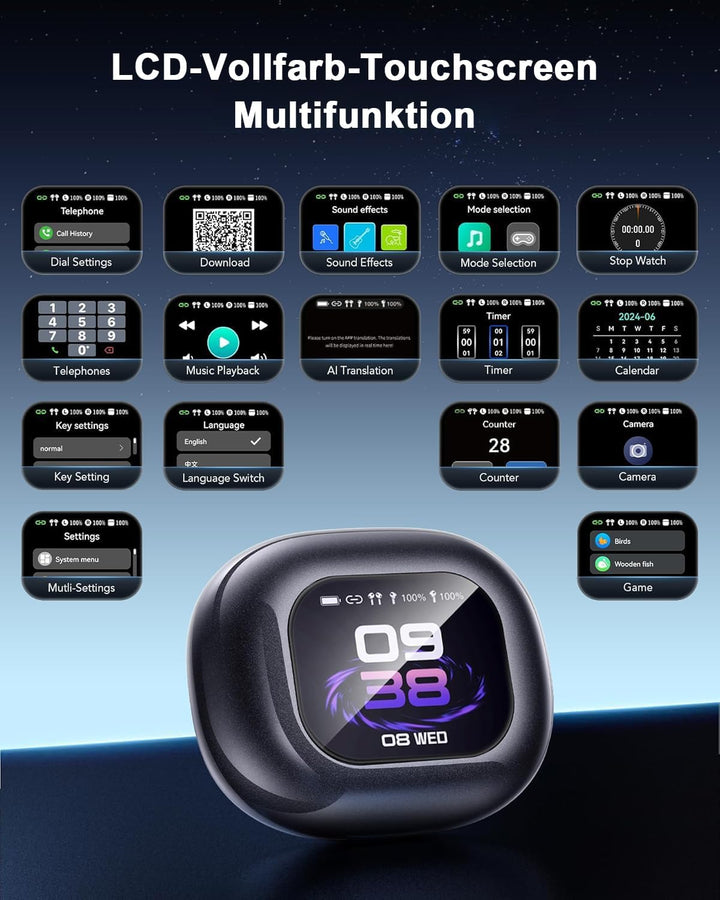 KI Übersetzer Kopfhörer Echtzeit 198 Sprachen, 3-in-1 Sprachübersetzer Kopfhörer, Bluetooth 6.1 Über