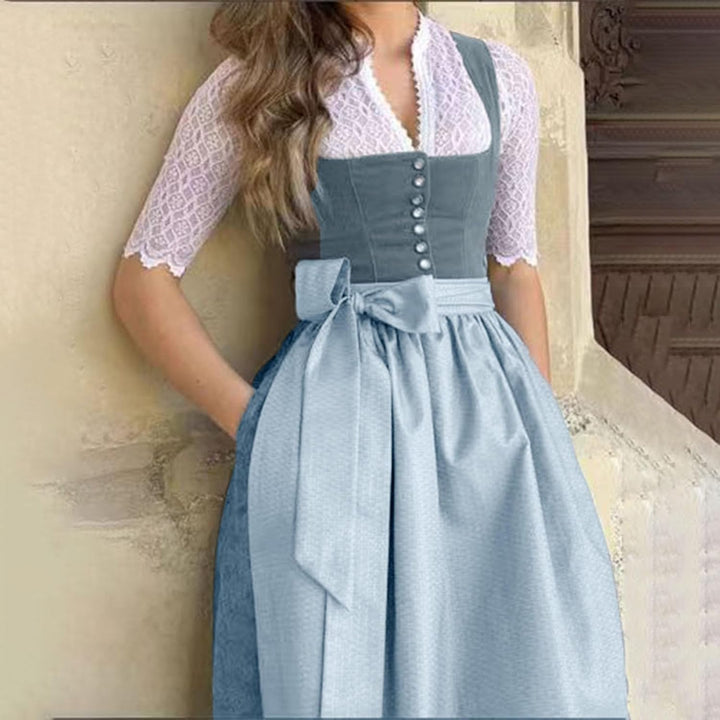 Generisch Dirndl Damen Midi Lang Dirndl Trachtenkleid Trachtenrock Komplettsets Trachtenmode Trachte