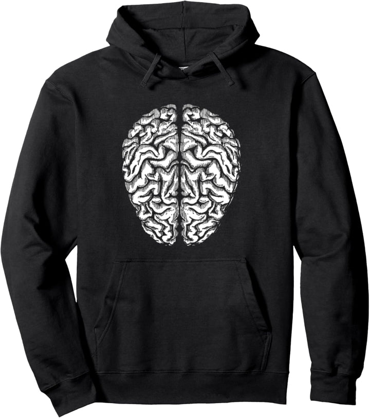 Brain Vintage Minimalist Graphic Simple Illustration Smart Pullover Hoodie
