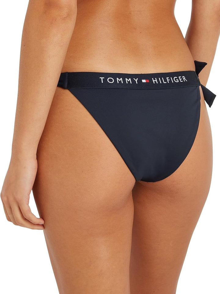 Tommy Hilfiger Damen Bikinihose Seitliche Schnürung Side Tie Cheeky Bikini Sport M Blau (Desert Sky)