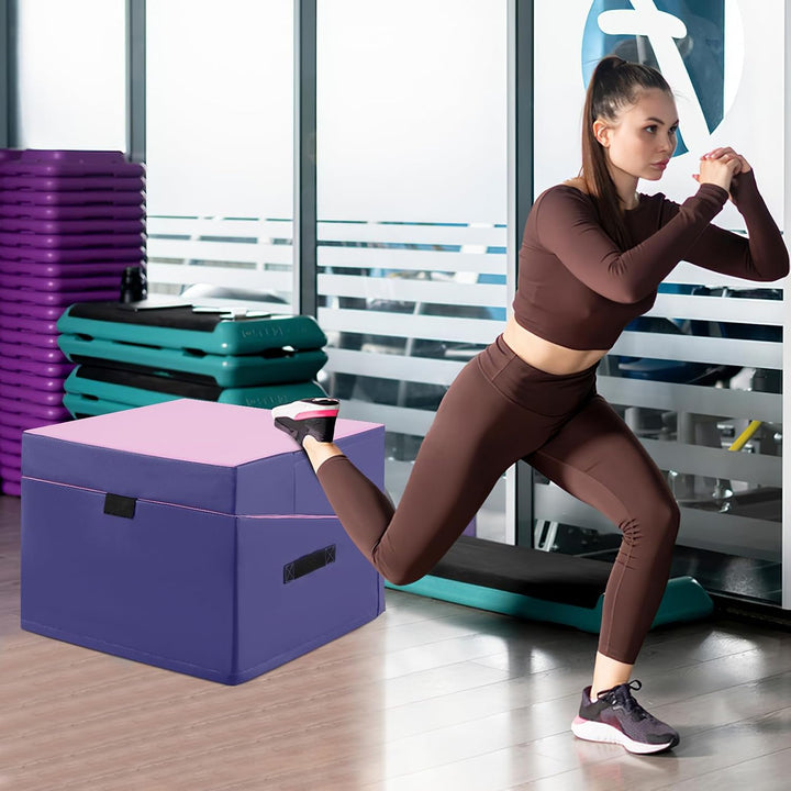 GYMAX Neigbare Gymnastikmatte, Schräge Gymnastikmatte mit Keilform &amp; Tragegriff, Weichbodenmatte, fa