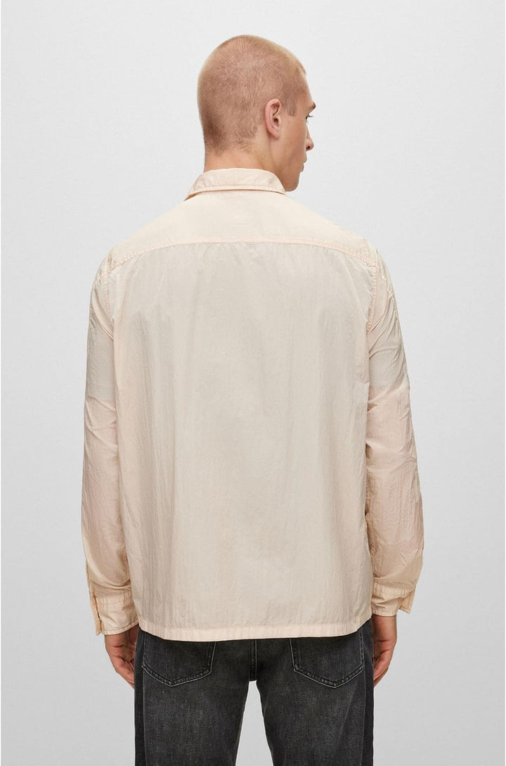 BOSS Herren Laio Oversized Overshirt mit verdecktem Reissverschluss L Open Beige290, L Open Beige290