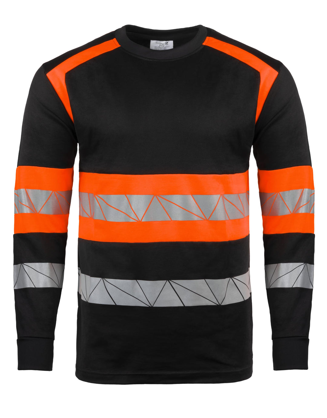 Warnschutz T-Shirt Langarm - Atmungsaktiv Warn Tshirt Herren 3XL Schwarz Orange, 3XL Schwarz Orange