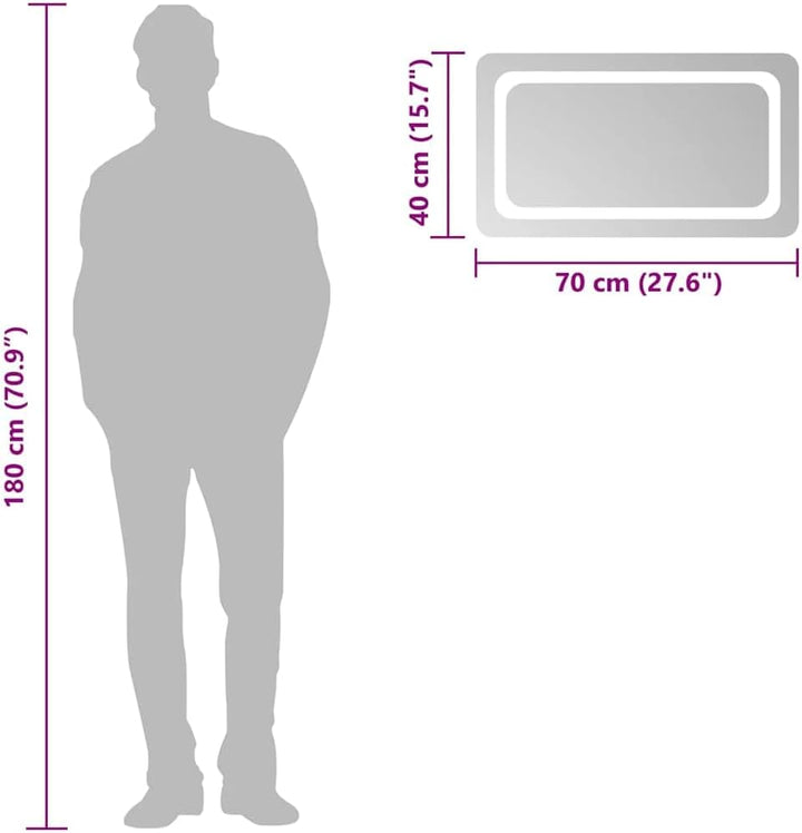 vidaXL LED-Badspiegel 70x40 cm 70 x 40 cm, 70 x 40 cm