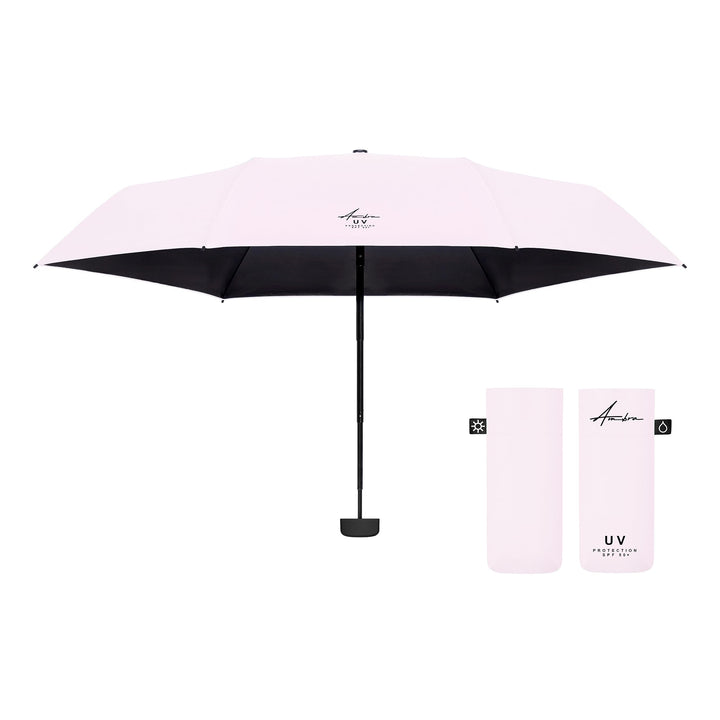 AMBRA Sturmfester Mini Reise-Regenschirm mit UV-Schutz Helles Rosa, Helles Rosa