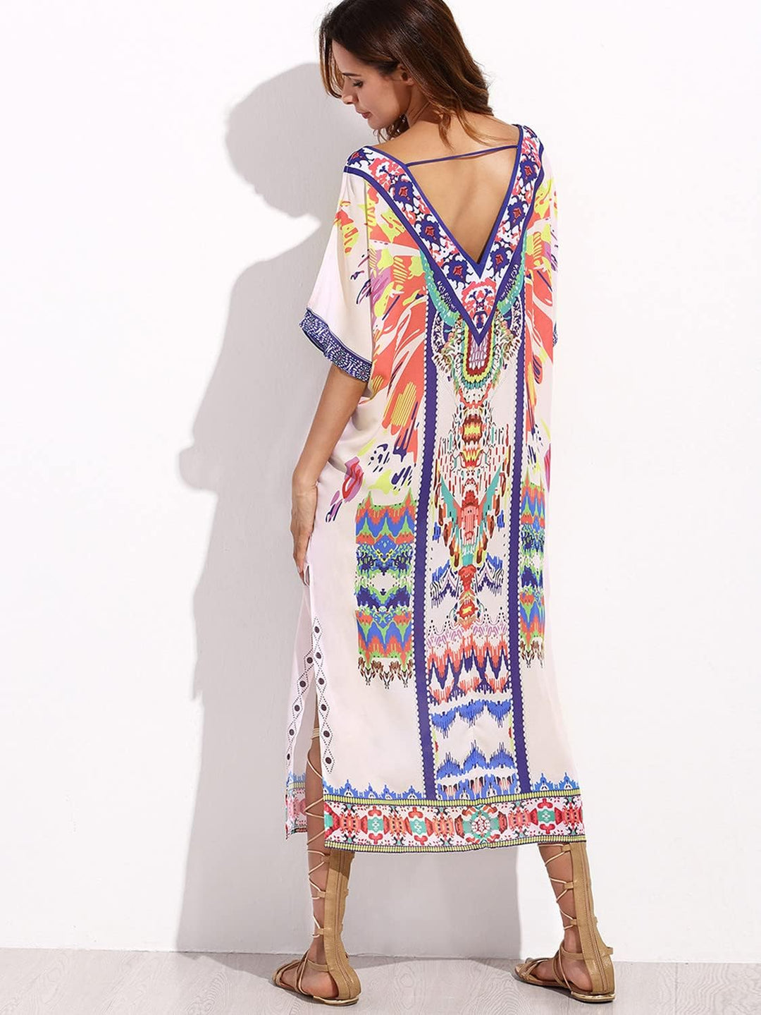 Merciy Boho Damen Strandponcho Sommer Kleid Überwurf Kaftan Strandkleid Bikini Tunika Cover Up (Misc