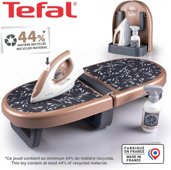 Smoby - Tefal Bügelbrett für Kinder - Faltbare Mitnehm-Spiel-Bügelstation mit Spielzeug-Bügeleisen &amp;