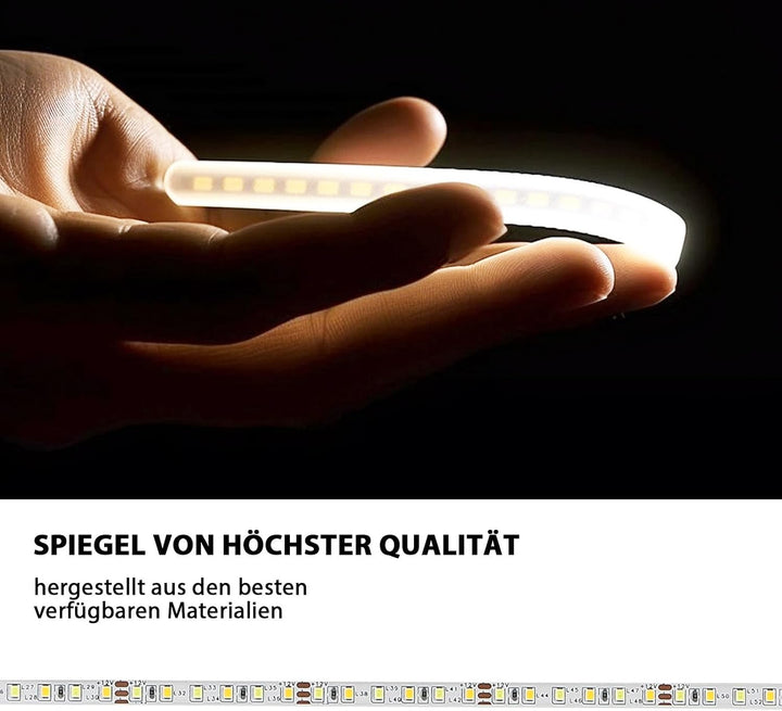 LED Badspiegel mit Beleuchtung, 60x50cm Wandspiegel Badezimmerspiegel mit Touch-Schalter Kaltweiss 6