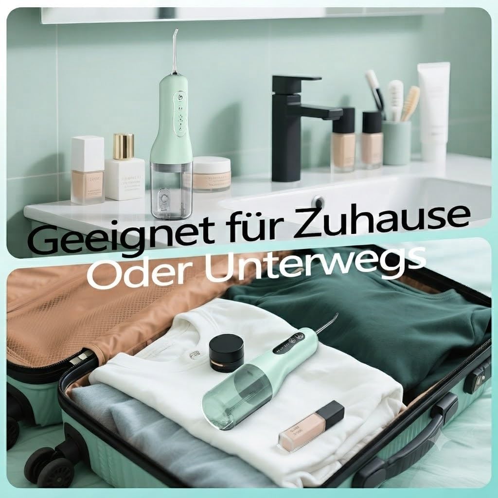 Kabellos Elektrisch, Munddusche Testsieger 2026 mit 300ml Wassertank, 4 Modi &amp; 5 Düsen, 40 Tage, IPX