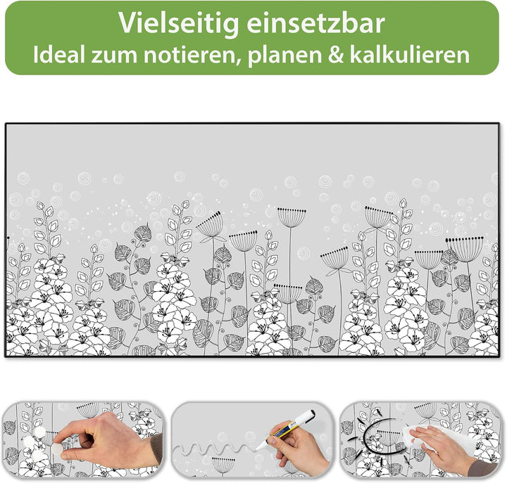 banjado Magnettafel schwarz 78 x 37cm / Magnetwand Metall/Magnetpinnwand als Memoboard/Pinnwand Magn