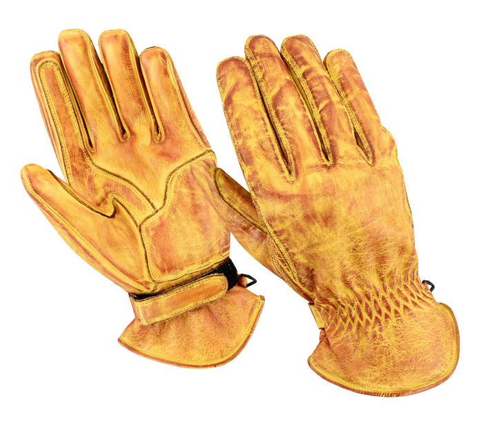 Motorradhandschuhe Leder Retro Old School Cafe Racer Chopper Braun (M)