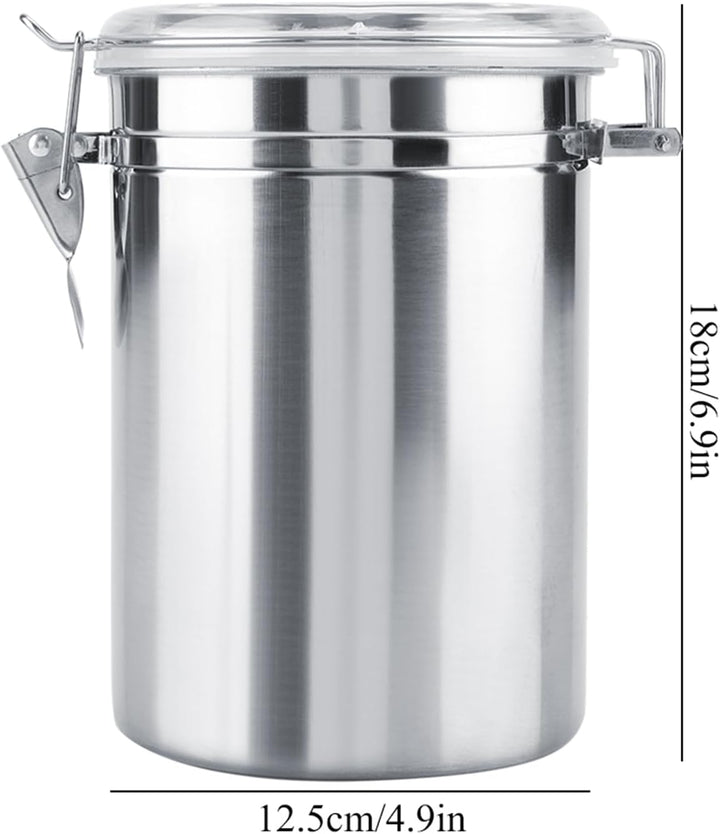 Kaffeebohnen Behälter, 1800ml Kaffeebohnen Aufbewahrung Edelstahl, Kaffeedose Für Gemahlenen Kaffee,