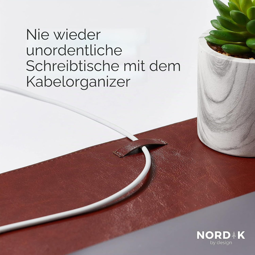 Nordik Schreibtischunterlage aus Leder, Kabel-Organizer (Sattelbraun 89,9 x 43,2 cm) Premium-Mauspad