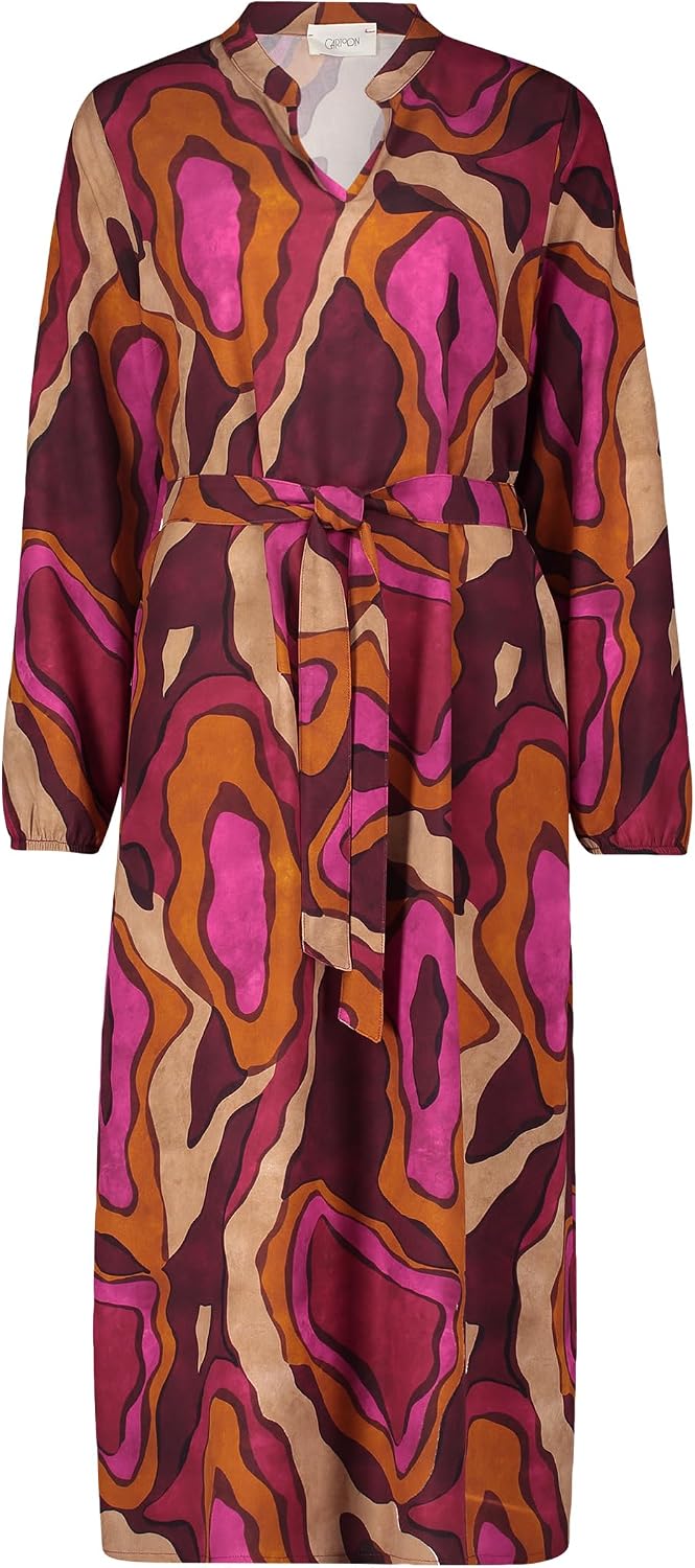 Cartoon Damen Casual-Kleid mit Gürtel 38 Purple-beige, 38 Purple-beige