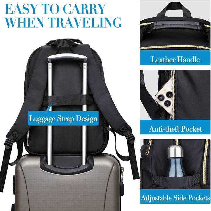 Kuosdaz Rucksack Damen, Schulrucksack Mädchen Teenager mit USB Ladeanschluss, Laptop Rucksack Stylis