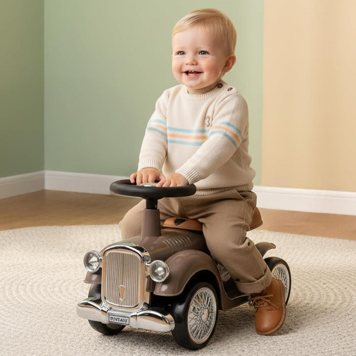 Rutschauto ab 1 Jahr Retro Classic, Rutschauto Indoor, Auto Kinder, Baby Auto, Gehhilfe mit Horn (Br