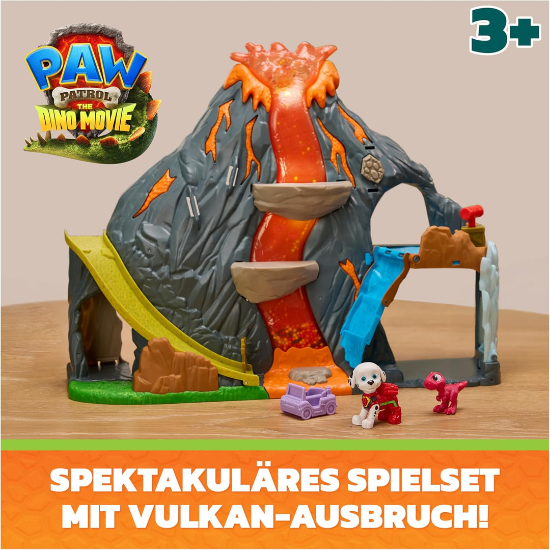 PAW PATROL: Der Dino Film, Super-Lava-Blast Vulkan-Spielset, 360 Grad bespielpares Set mit Marshall-