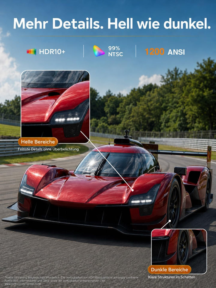 Beamer 4K mit Netflix, iSinbox 1200ANSI 4K Heimkino &amp; Outdoor kurzdistanz Beamer, Smart projektor mi