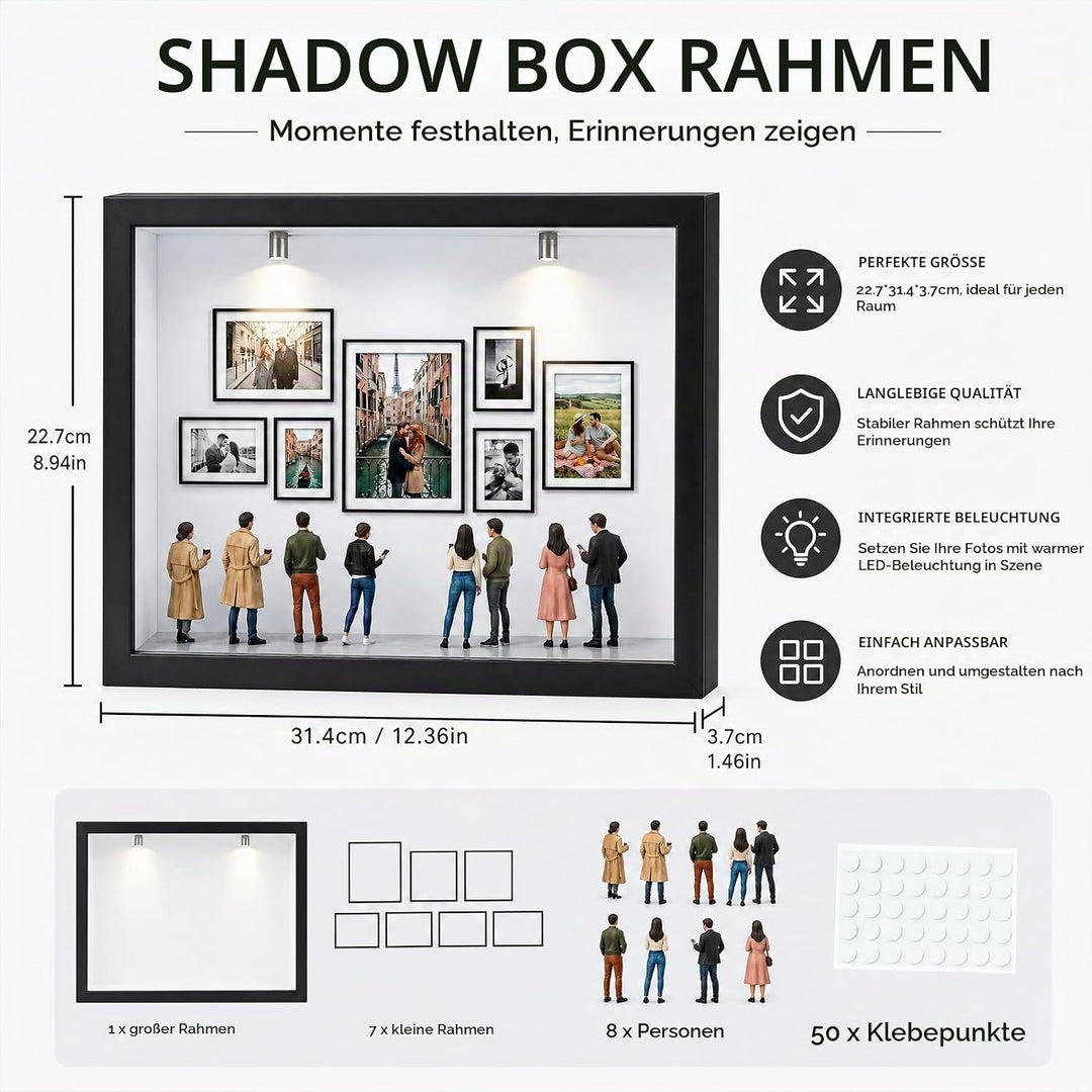 DIY Mini Museum Bilderrahmen, Foto Erinnerungsanzeige Set, Holzrahmen | DIY Mini Museum Silhouette B