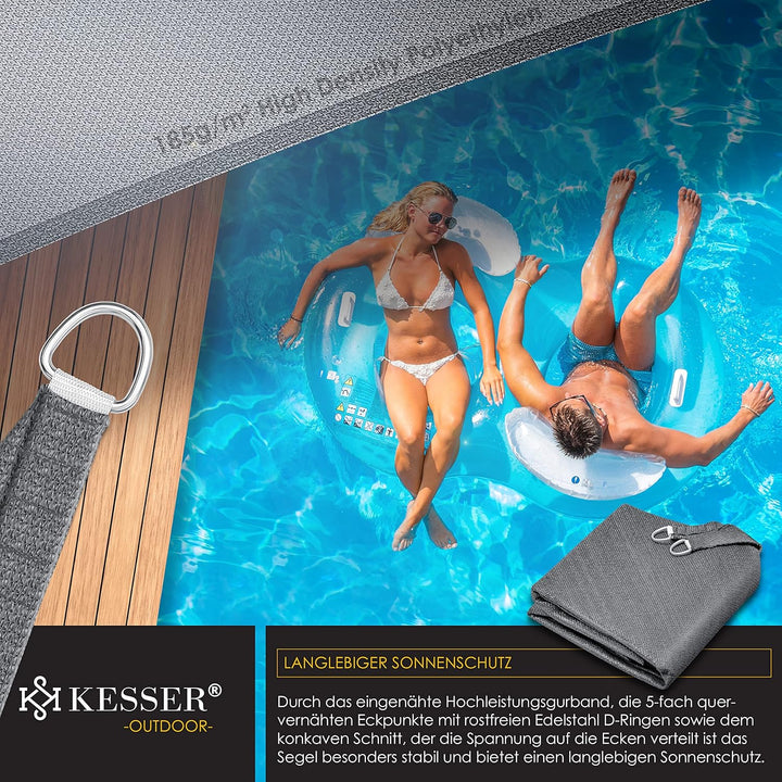 KESSER® Sonnensegel Sonnenschutz Windschutz | HDPE Gewebe | wasserabweisend &amp; windabweisend | Quadra