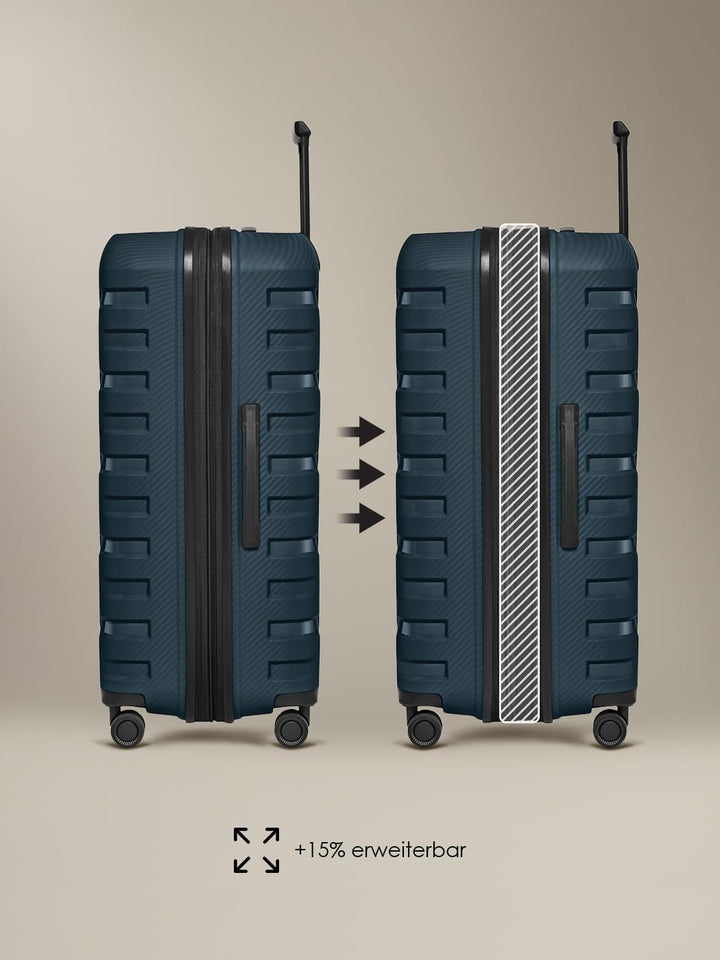 Smartbox Hartschalen Check-in Koffer | Grosser XL Trolley 52 x 33x 76 cm von 111 auf 120 Liter erwei