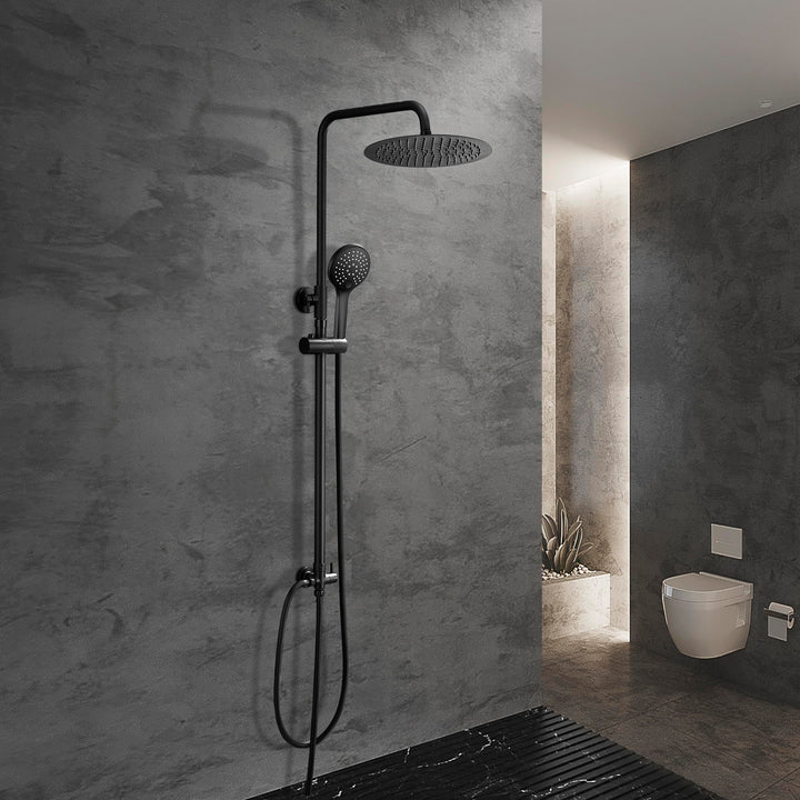 JOHO Regendusche Duschset ohne Armatur, Edelstahl Duschsystem mit Duschstange, Kopfbrause D20cm Schw