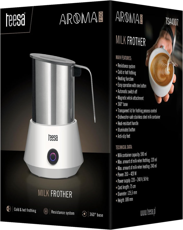 Teesa TSA4007 Automatischer Milchaufschäumer Aroma F50, weiss