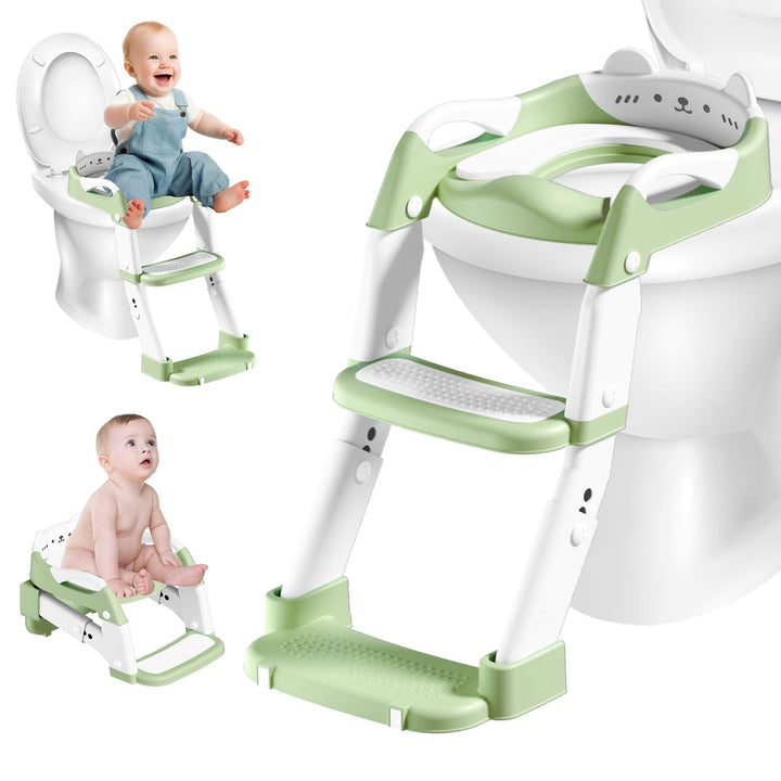 3-in-1 Toilettenleiter für Kinder mit Sitz und Treppe – Höhenverstellbarer Kinder Toilettensitz mit
