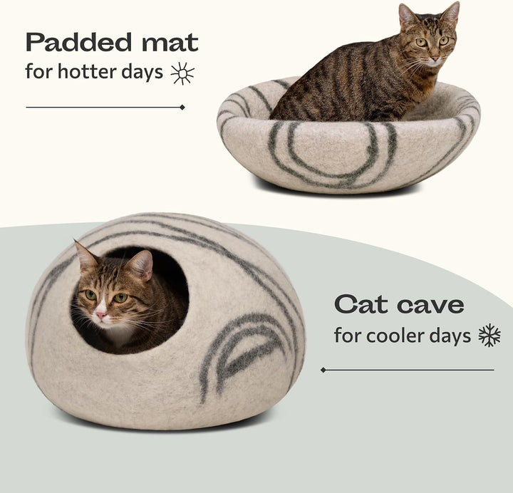 MEOWFIA Katzenbett aus Merinowolle – Handgefilztes, Umweltfreundliches Katzenbett für Katzen &amp; Kätzc
