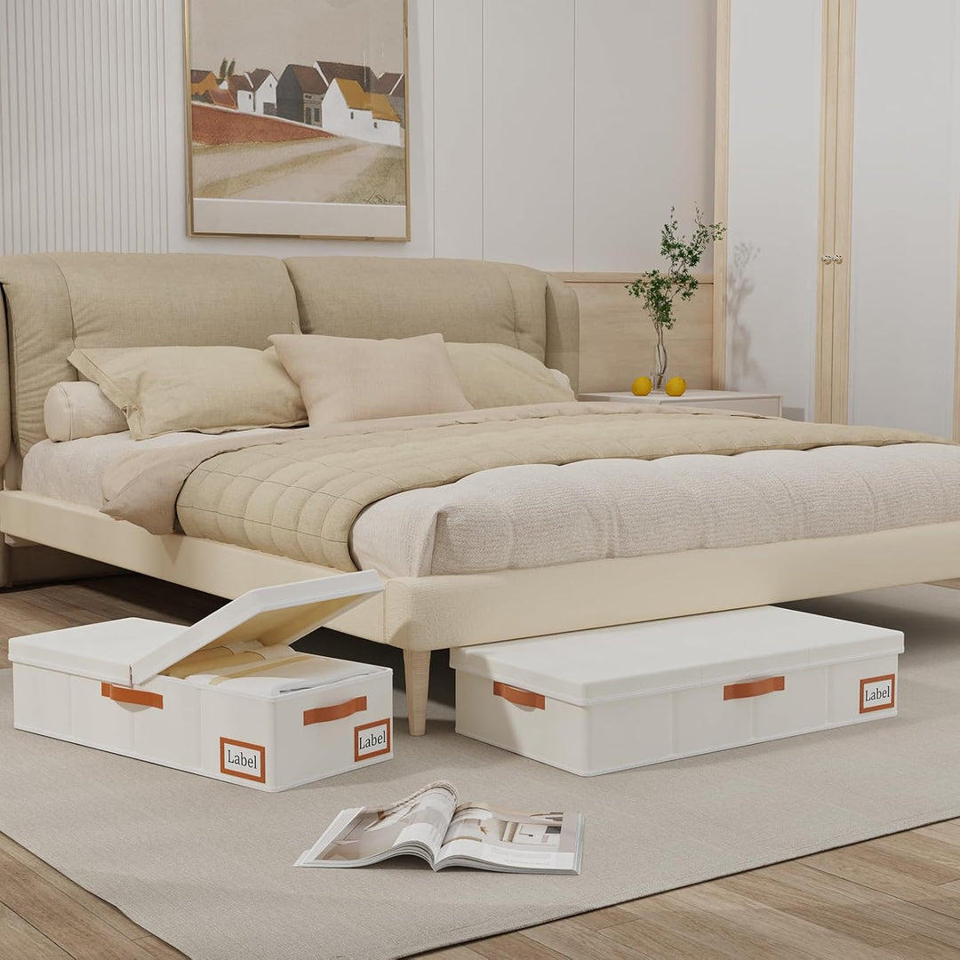 Yawinhe 2 Stück Unterbett Aufbewahrungsbox, Kleideraufbewahrungstasche Mit abnehmbarem Deckel und Gr