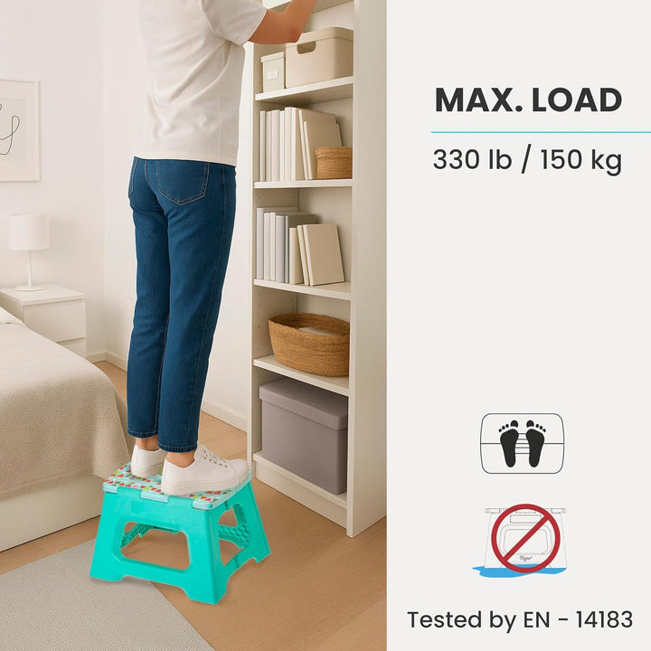 VIGAR Kompakte Tritthocker Klappbar für Erwachsene, 23 cm, Klapphocker Faltbar 150 kg rutschfest, Le