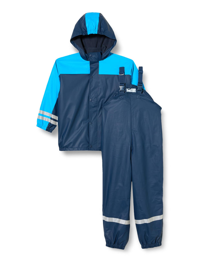 Playshoes Unisex Kinder Regen-Anzug mit Fleece-Futter Warmer Wasserdichter Matschanzug Regenbekleidu