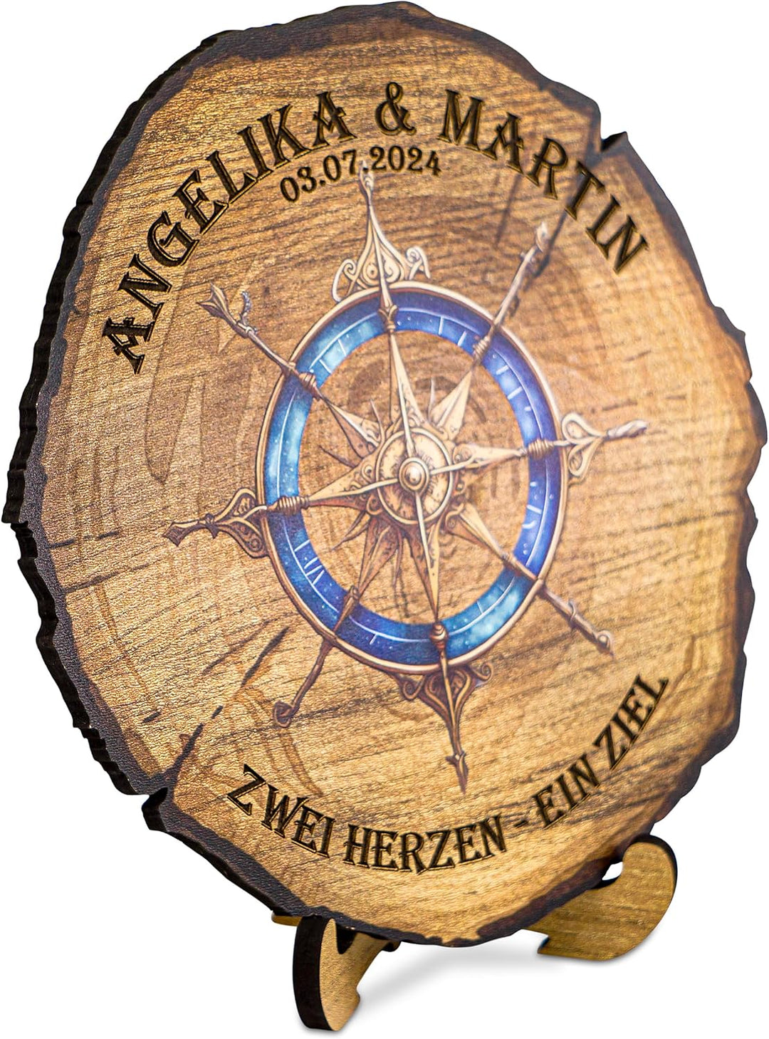DARO Design - Scheibe Individualisiert - Gravur Personalisiert Name Datum Wunsch-Text - Windrose Kom