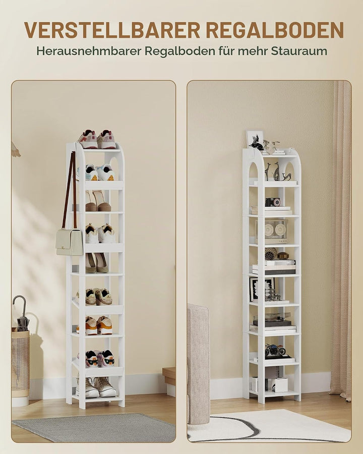 Hzuaneri Vertikales Schuhregal, 9 Ebenen Schmale Schuhregale, Holz-Schuh-Organizer für Schrank, Eing