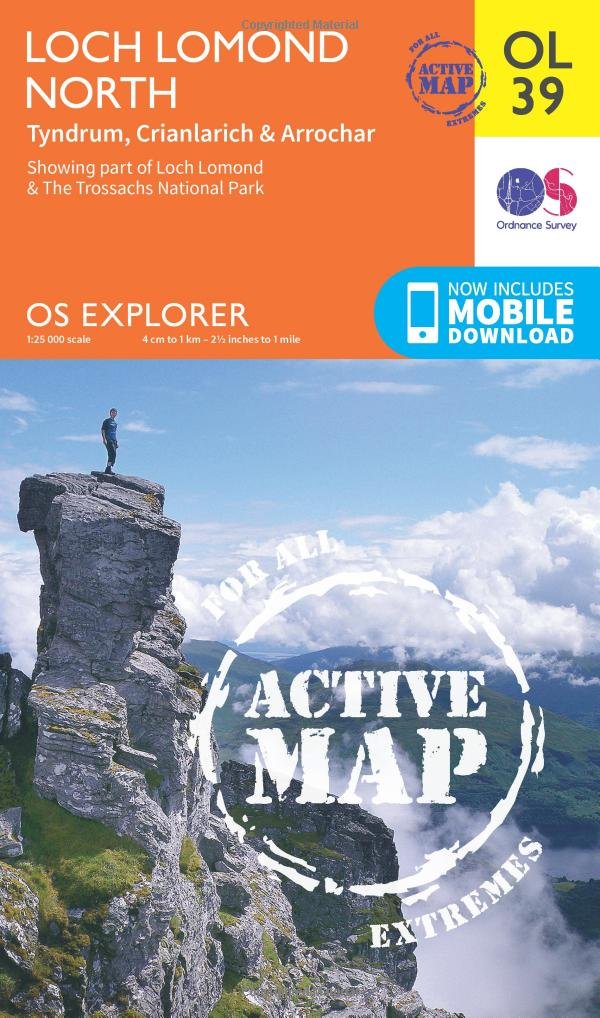 Loch Lomond North, Tyndrum, Crianlarich &amp; Arrochar (OS Explorer Map Active), Karte