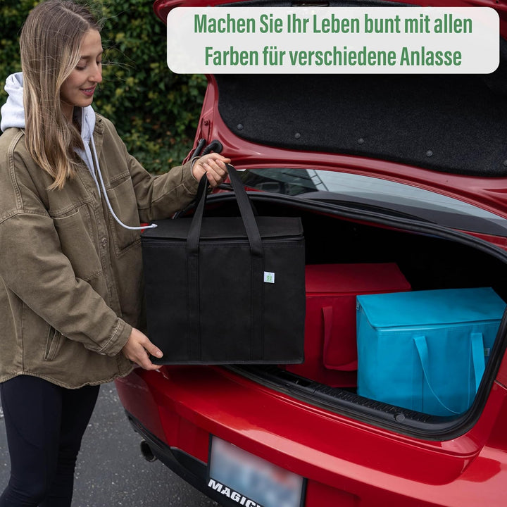 VENO 2-er Pack Wiederverwendbare Kühltasche, Isoliertasche, Einkaufstasche gross mit robuste Griffe,