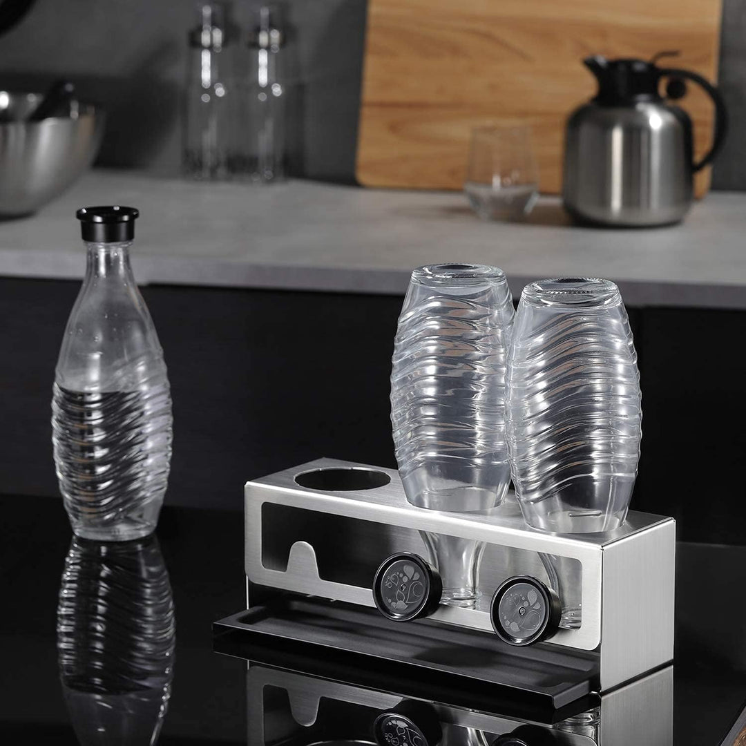 YIGII Flaschenhalter für SodaStream - Premium Abtropfhalter aus Edelstahl Abtropfständer mit Abtropf