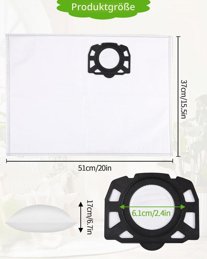 14 Stück KFI 357 Staubsaugerbeutel für Kärcher WD2 WD3 KWD1 KWD2 KWD3 WD3.200 - WD3.800 M/SE4001/SE4
