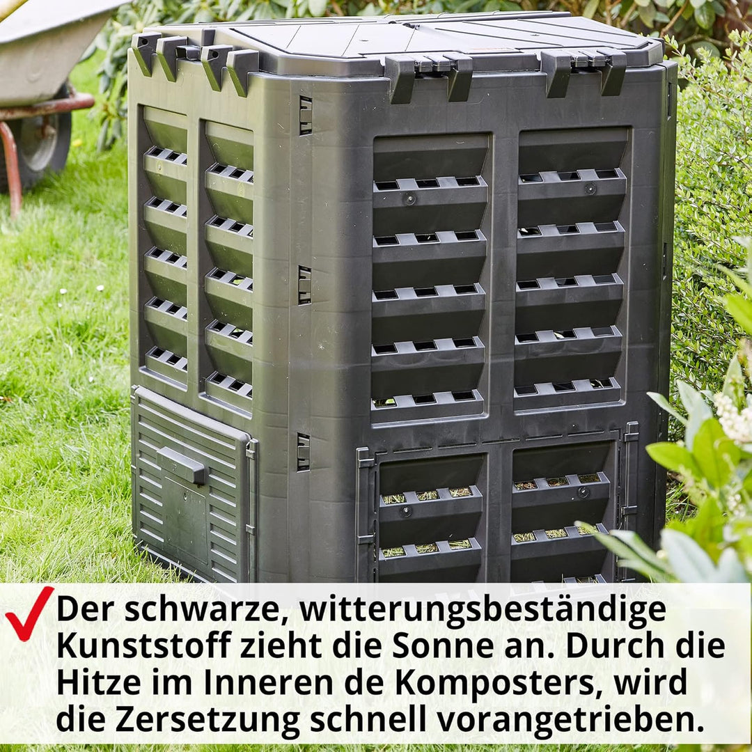 HECHT Thermokomposter aus Kunststoff – Schnellkomposter mit praktisches Stecksystem – Robuster &amp; hoc