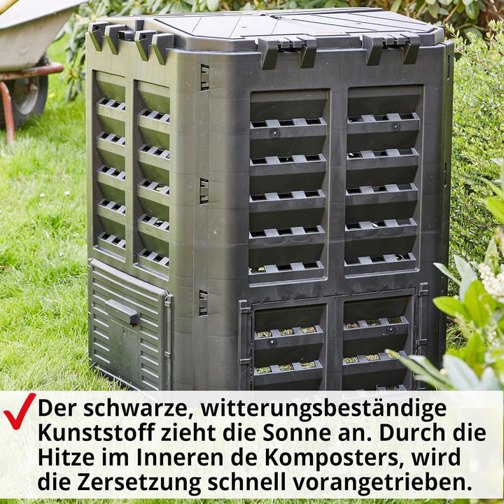 HECHT Thermokomposter aus Kunststoff – Schnellkomposter mit praktisches Stecksystem – Robuster &amp; hoc