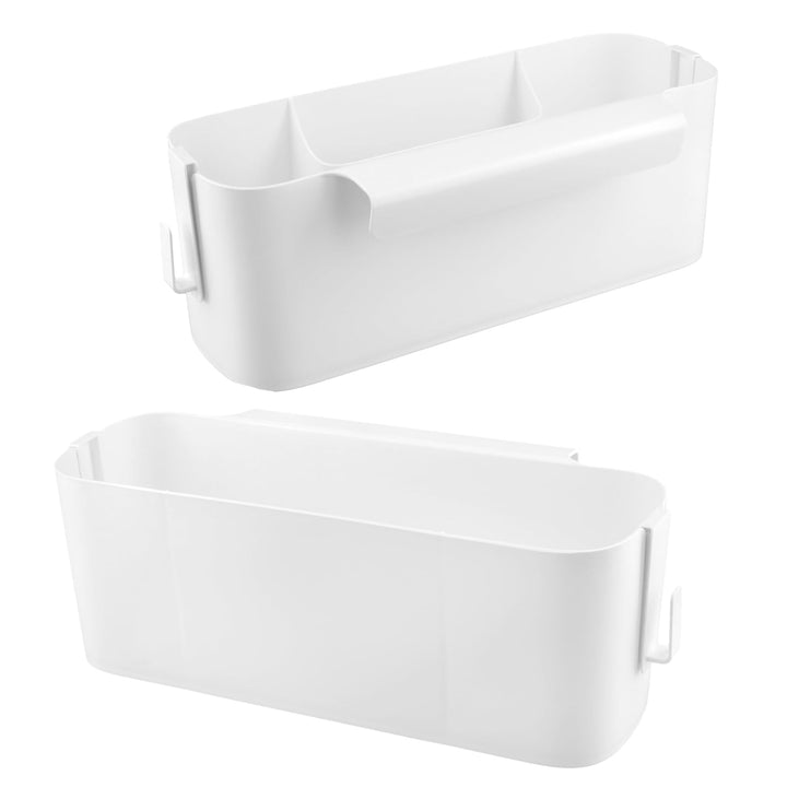 2 Stück Bett Organizer zum Einhängen, Hängebett Organizer mit 2 Abnehmbarer Haken, weisser Kunststof