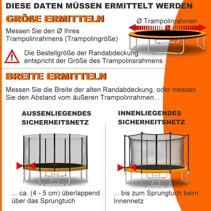 Baunsal® Trampolin Randabdeckung Ø 183 244 250 275 300 305 335 366 370 396 400 427 430 457 460 487 4