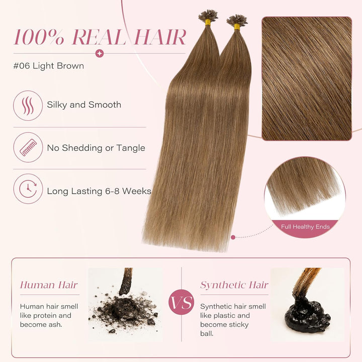 Elailite Bonding Extensions Echthaar Haarverlängerung Keratin U-Tip Haarverlängerung 100% Menschenha