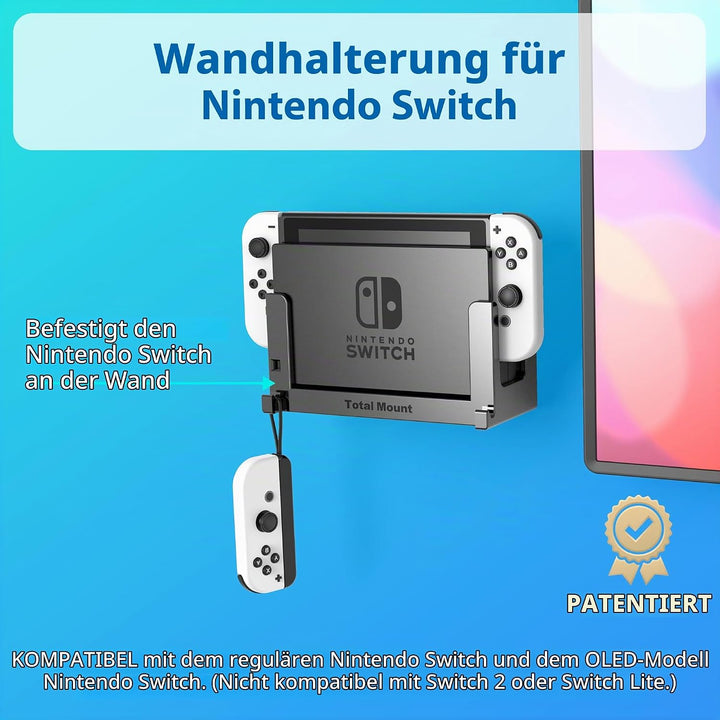 TotalMount Wandhalterung für Nintendo Switch / Switch OLED Konsole mit Hitze Management und Sicherhe